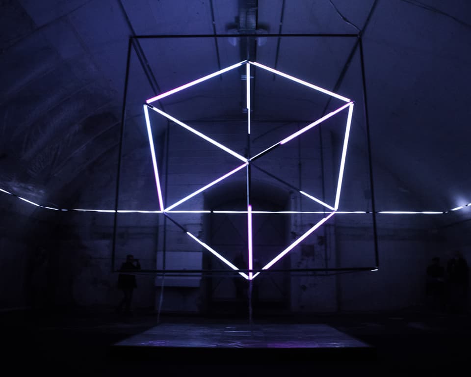 Photo of abstract neon instalation.